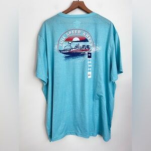 Fish n Vibe MEN teal blue fish boat graphic tee shirt short sleeve Performance